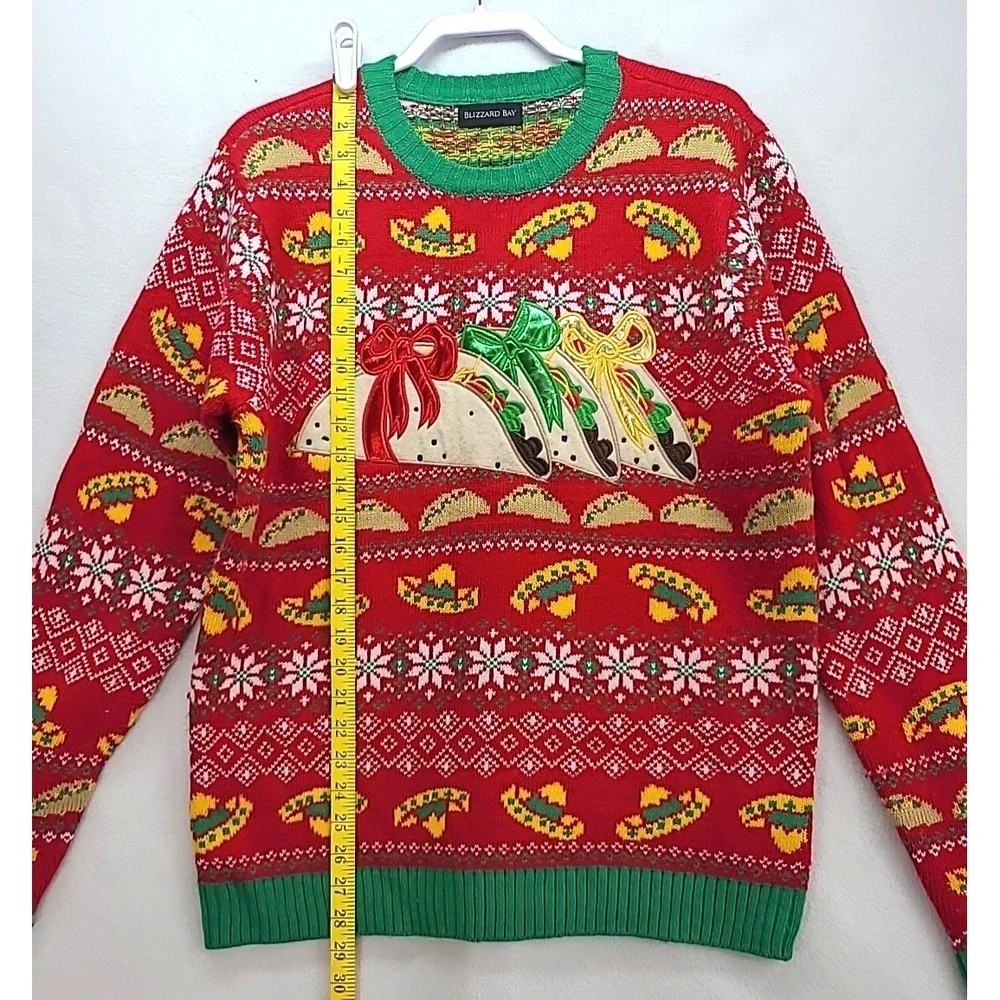 Blizzard Bay Tacos Sombrero‎ Fiesta Mens Ugly Christmas Sweater Long Sleeves XXL